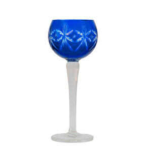 Copa de vino de cristal de Bohemia azul