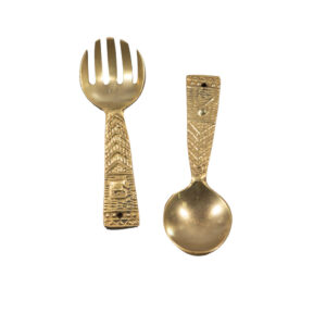 Cuchara y tenedor de bronce
