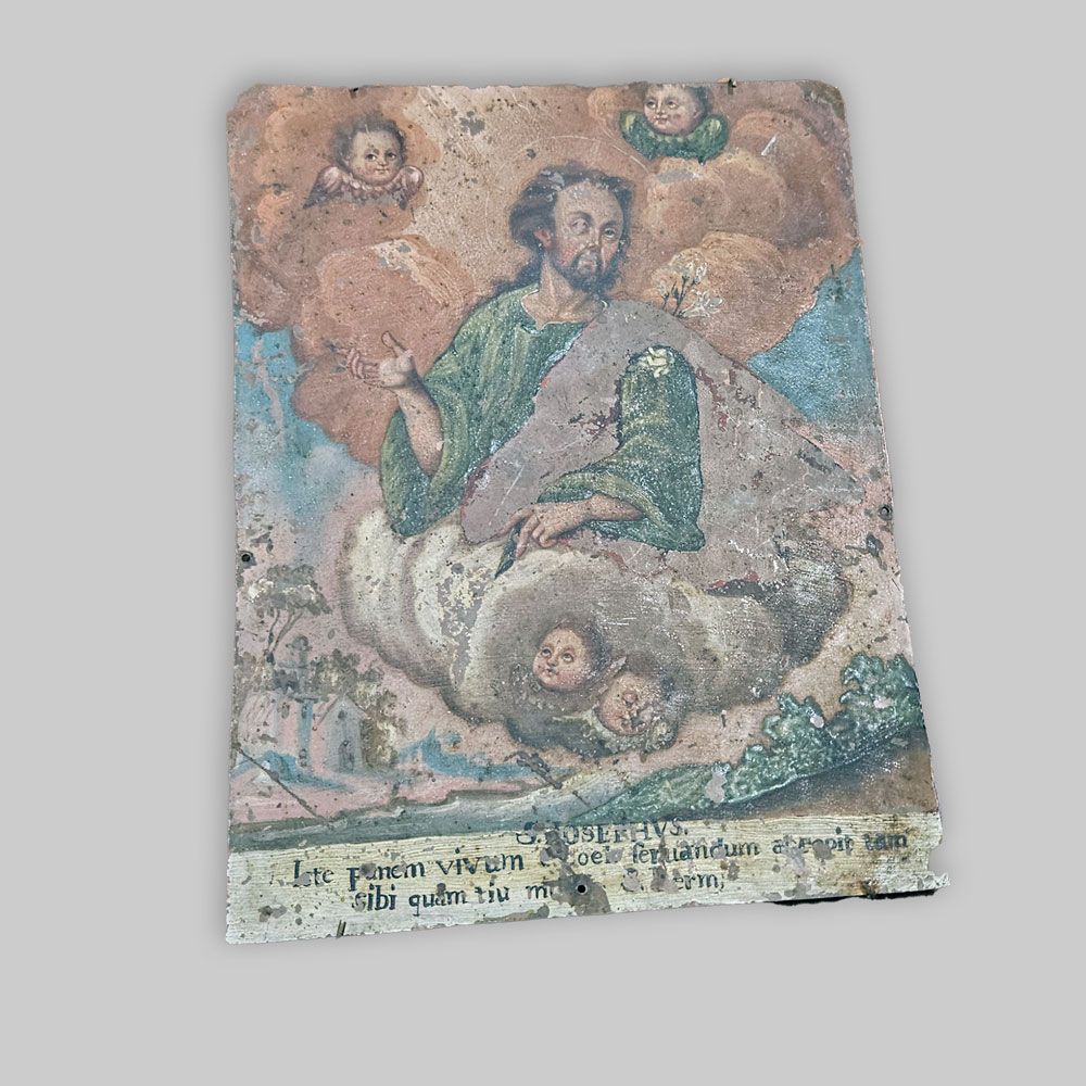 Chapa con pintura religiosa